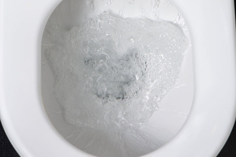 A clear toilet bowl